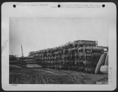 Thumbnail for General > Auxiliary gas tanks Air Service Command Depot, ready for attaching to belly of fighter bombers. FRANCE.