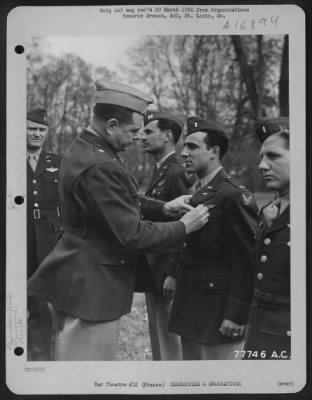 Thumbnail for Unidentified > Brig. Gen. John P. Doyle Presents An Award To A Member Of The 320Th Bomb Group During A Ceremony At An Airbase At Dijon, France.  1945.