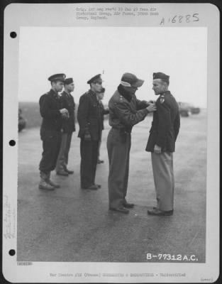 Thumbnail for Unidentified > Major General Hoyt S. Vandenberg Presents An Award To A Member Of The 386Th Bomb Group During A Ceremony At An Air Base Somewhere In France.  23 October 1944.