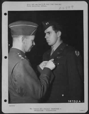 Unidentified > Major General Samuel E. Anderson Presents An Award To An Officer Of The 410Th Bomb Group During A Ceremony At An Airbase Somewhere In France.