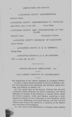 Thumbnail for Volume VII > Muster Rolls Relating to the Associators and Militia of the County of Lancaster. (a)