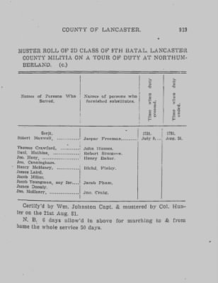 Thumbnail for Volume VII > Ninth Battalion Lancaster County Militia.