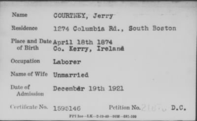 Thumbnail for 1921 > COURTNEY, Jerry