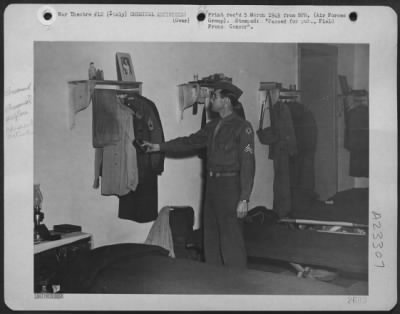 Thumbnail for Consolidated > Sgt. Harold I. Hylton, Lavern, Calif., Gives The Soldiers' Barracks Their Nightly Spray With An Aerosol Bomb To Kill Mosquitoes And Other Insects, An Important Part Of Keeping Healthy Overseas.  Italy.