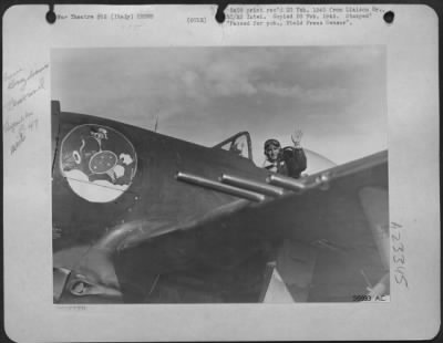 Consolidated > 2nd Lt. Jorge E.P. Taborda, from Rio de Janeiro, a pilot with the First Brazilian Fighter Squadron serving in Italy. He has been in the Air Forces for four years, and has a high regard for the Republic P-47 he flies.