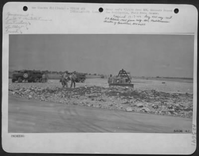 Thumbnail for Consolidated > Engineers set to work with a bulldozer and other equipment to ready an Italian airfield for use by Allied planes. Anzio, Italy.