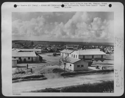 Thumbnail for Consolidated > Aerial view of the stone village at a 15th Air Force heavy bomber base in Italy.