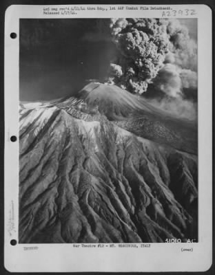 Thumbnail for Consolidated > Aerial view of Mt. Vesuvius in eruption. The previous night's snow added to the grandeur of the scene.