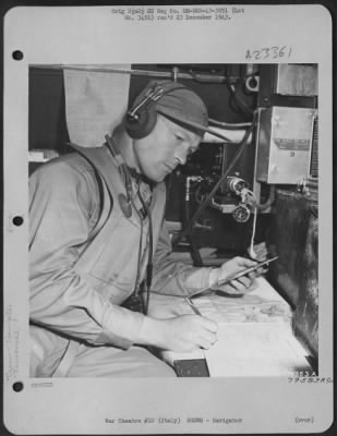 Consolidated > Lt. David S. Perkins, Navigator From Lumpkin, Ga, Records The Position Of His Plane During A Mission Over Italy On 29 July 1943.