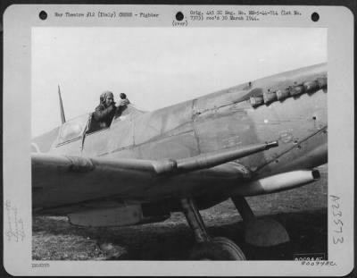 Consolidated > Major Virgil C. Fields, Jr., Commanding Officer Of The 307Th Fighter Squadron, Poses In The Cockpit Of His Supermarine 'Spitfire' Plane At Nettuno, Italy.  Major Fields Has Six Enemy Planes Destroyed To His Credit.  2 Feb. 1944.