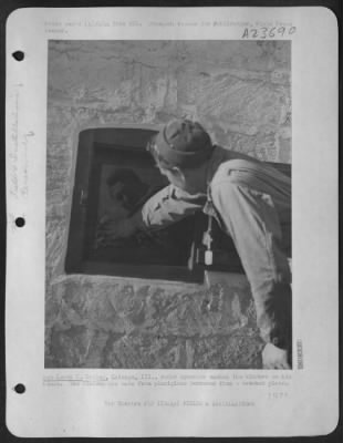 Thumbnail for Consolidated > Sgt. Leroy E. Ording, Chicago, Ill., Radar Operator Washes The Windows On His House.  The Windows Are Made From Plexiglass Borrowed From A Wrecked Plane.