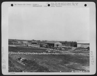 Thumbnail for Consolidated > Buildings Of The 94Th Fighter Squadron, 1St Fighter Group, Which Were Constructed By The Men Themselves, From Stone, Bomb Crates And Other Materials Available At Their Base Somewhere In Italy.