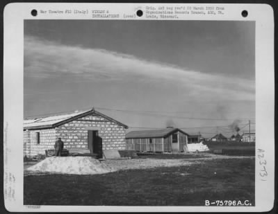 Thumbnail for Consolidated > Buildings Of The 94Th Fighter Squadron, 1St Fighter Group, Which Were Constructed By The Men Themselves, From Stone, Bomb Crates And Other Materials Available At Their Base Somewhere In Italy.