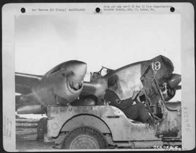 Thumbnail for Consolidated > Lockheed P-38 Lightning Is Serviced By Ground Crews Personnel Of The 94Th Fighter Squadron, 1St Fighter Group At An Airfield Somewhere In Italy.