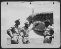 Three Members Of The Original Fighter Squadron (Negro), Left To Right, Lt. George R. Bolling, 23, 24 Cummings Ave., Peopbus, Va., 15 Months, 6 Combat Missions To His Credit, Capt. Erwin B. Lawrence, Jr., 25 Years Old And Now Squadron Commander Of The Squa - Page 1