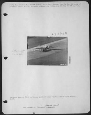 Thumbnail for Consolidated > Grounded Junkers JU-88 on German Airfield under strafing attack from Republic P-47.