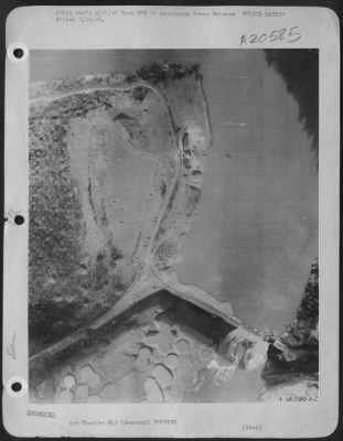 Consolidated > FLOOD GATES-Sluiceways and flood gates stop the Ruhrberg dam blasted by German demolition to flood the Duren area and stop the advance of the U.S. Infantry. This dam is one of three similar structures on the Roer river now held by U.S. forces. Bomb