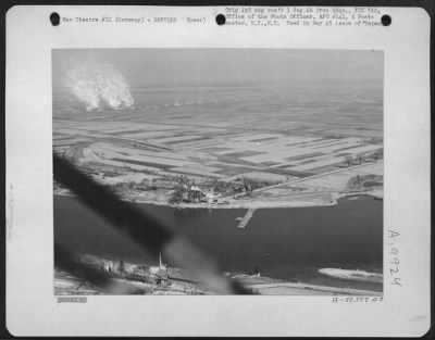 Thumbnail for Consolidated > Germany - Burning Buildings (Upper Left) Mark The Passage Of Us 3Rd Army Troops In The Bridgehead Established Across The Rhine Under Protection Of Major General O.P. Weyland'S Xix Tactical Air Command.  The First Tanks Were Ferried Across On Pontoon Rafts