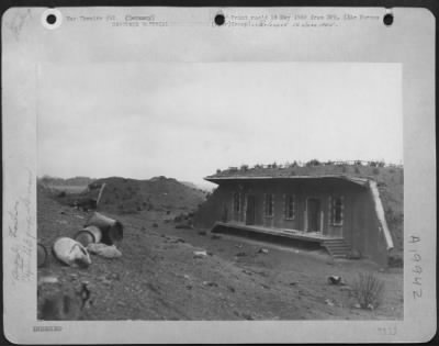 Thumbnail for Consolidated > The Only Undamage Cellar Remaining Of An Underground Powder Storage Depot After An Attack By 12 Republic P-47 Thunderbolt Fighter Bombers Of The Xix Tactical Air Command.  The Structure 120 Feet Wide And 20 Feet High Contains Hundreds Of Unexploded Powder