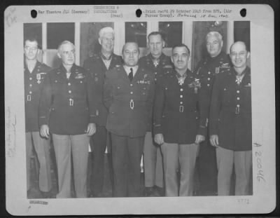 Thumbnail for Consolidated > The Order Of Polonia Restitua, Poland'S Highest Award To Foreigner For Services To Her Army Or Nation, Was Presented To These Officers Of The 9Th Af In A Recent Ceremony At Bad Kissingen, Germany.  Front Row, L T R., Colonel Bernard J. Tooher, Head Of Ser