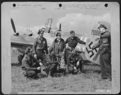 Thumbnail for Consolidated > When This Group Moved East Of The Rhine To Their Seocnd German Airfield, Its 9Th Af Republic P-47 Thunderbolt Pilots Were Able To Examine At Close Range Many Enemy Aircraft Which They Had Previously Only Encountered In Combat.  More Than 15 German Airplan