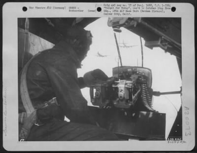 Thumbnail for Consolidated > Flying To The Target, Somewhere In Germany, The Bombardier Mans The Nose Gun As He Watches For Enemy Fighters.  The Formation Is Now Entering Enemy Territory And The Men In Every Plane Are Scanning The Skies For Messerschmitts, Fockewulfs And Heinkels.