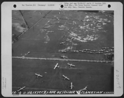 Thumbnail for Consolidated > Glider Reclamation - Scattered Over An Area Of 100 Square Miles And, At Times, In Almost Inaccessible Places, Cg-4A Gliders, Like Those Shown Here, Were Re-Grouped And Made Flyable By The 82Nd Service Group In Just Two Weeks After The Rees-Wesel Airborne