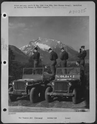 Thumbnail for Consolidated > Berchtesgaden, Germany -- Touring The Bavarian Alps In Their Jeeps While Occupying The Territory, Soldiers Of The  101St Airborne Division'S 327Th Glider Infantry Regiment Pause At Look-Out Point For Some Snapshots For The Folks Back Home.