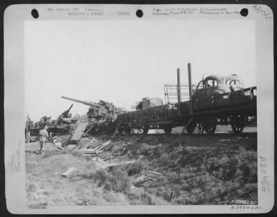 Consolidated > Fighter Bombers Of Lt. Gen. Hoyt S. Vandenberg'S 9Th Af Struck A Doubly Effective Blow When They Strafed And Bombed This Train Near Duderstadt.  In Addition To Damaging An Important Escape Route For The Germans, Gen. Vandenberg'S Pilots Knocked Out These