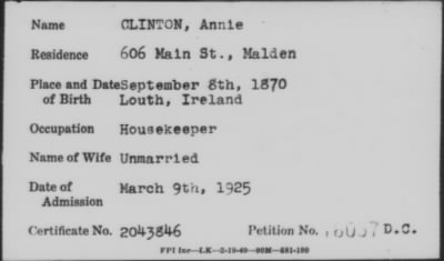 Thumbnail for 1925 > CLINTON, Annie