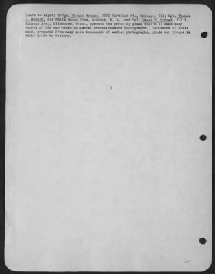 Thumbnail for Consolidated > (left to right) T/Sgt. Norman Bruner, 3300 Cortland St., Chicago, Ill; Cpl. Thomas J. McGurk, 619 White Horse Pike, Audubon, N.J., and Cpl. James F. Conrad, 313 N. Chicago Ave., Milwaukee, Wisc., operate the printing press that will make many copies