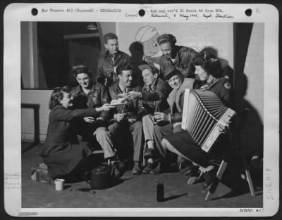 Consolidated > Quite a sharp contrast with the out of this world ordeals endured by combat crewmen is this scene of a crew that led its Group in an aerial assault over the Messerschmitt assembly center and experimental station Augsburg on 25 Feb 44 shown in their