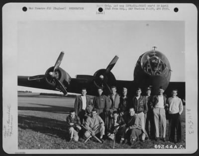 Thumbnail for Consolidated > Officers Of The 353Rd Fighter Group, Who Make Up The Officers' Baseball Team, Pose In Front Of Their Boeing B-17 "The Ole Man" At An Airbase In England, 30 July 1945.