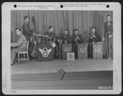 Thumbnail for Consolidated > The 91St Bomb Group Band Entertains Men Stationed At Bassingbourne, England During A Stage Show Sponsored By Special Services On 17 December 1943.