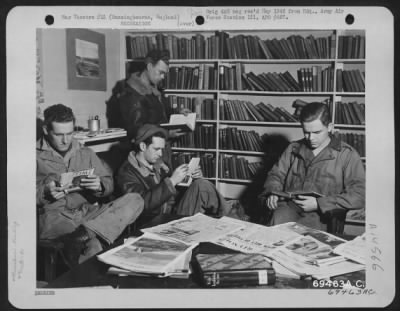 Thumbnail for Consolidated > Relaxation And Good Books Are Enjoyed By Men At The Special Services Library At The 91St Bomb Group Base In Bassingbourne, England.