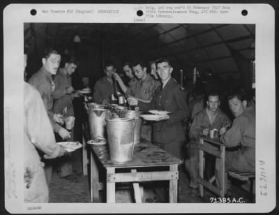 Thumbnail for Consolidated > Men Help Themselves To Food In The Mess Hall Of The 390Th Bomb Group At An 8Th Air Force Base In England.  19 August 1943.