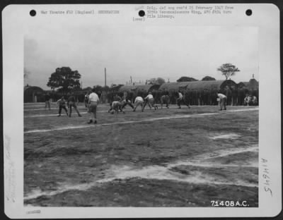 Thumbnail for Consolidated > In Celebrations Of 200 Missions Flown, Members Of The 390Th Bomb Group Participate In A Football Game At An 8Th Air Force Base In England.  16 January 1945.