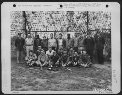 Thumbnail for Consolidated > The 390Th Bomb Group Ball Team Who Were Champions For The Season, Pose For The Photographer At 8Th Air Force Station 153 In England, 29 September 1944.