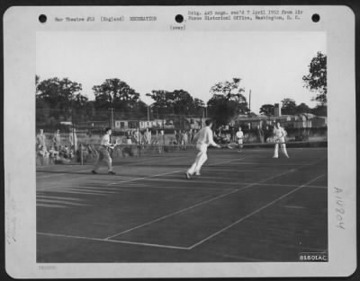 Thumbnail for Consolidated > During Their Off-Duty Hours, Members Of The 458Th Bomb Group Enjoy A Few Moments Of Relaxation In A Fast Game Of Tennis At An 8Th Air Force Base Somewhere In England.  14 September 1944.