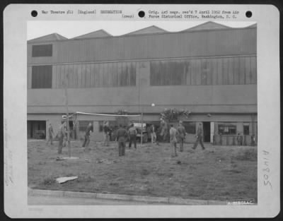 Thumbnail for Consolidated > During Their Off-Duty Hours, Members Of The 458Th Bomb Group Enjoy A Few Moments Of Relaxation In A Fast Game Of Volleyball At An 8Th Air Force Base Somewhere In England.  8 September 1944.