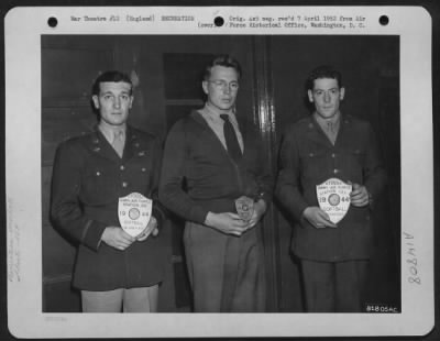 Thumbnail for Consolidated > Members Of The 458Th Bomb Group Pose With Their Well-Earned Awards For Softball Competition At An Air Force Base Somewhere In England.  4 September 1944.