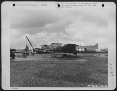 Thumbnail for Consolidated > Useable Parts Are Salvaged From A Disabled Boeing B-17 "Flying Fortress" Of The 390Th Bomb Group At An 8Th Air Force Base In England.  28 July 1943.