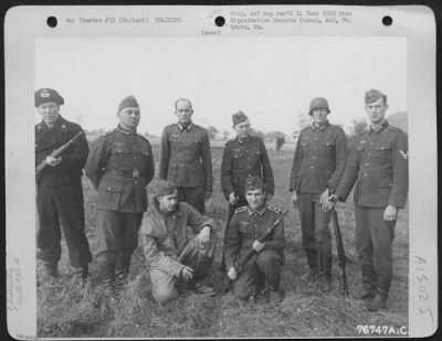 Thumbnail for Consolidated > Members Of The 834Th Engineer Aviation Battalion Demonstrate German Uniforms And Equipment During Training At Matching, England.