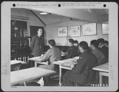 Thumbnail for Consolidated > Instructor Cpl. F.J.G. Nunn Of Woolwich, London, England On Loan From The Raf, Instructs Allied Airmen On The Hydraulic System Of A Lancaster Bomber.  This Lecture Was Part Of The Instruction Organized By Manufacturers To Teach Airmen How To Handle Their