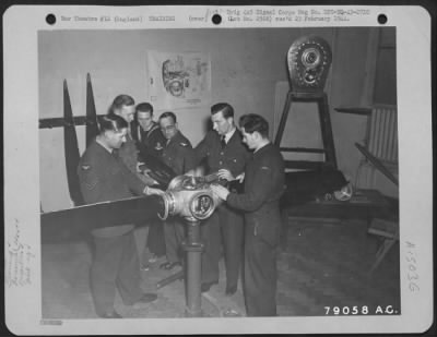 Thumbnail for Consolidated > Members Of The Allied Air Forces Assemble A 4-Bladed Variable Pitch Propeller At The Rotal Gyroscope Co. At Gloucester, England, One Of The Manufacturers' Schools Set Up To Insure That Their Products Are Handled And Maintained With Maximum Efficiency.  Th