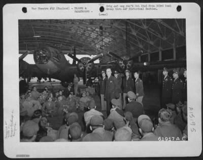 Thumbnail for Consolidated > Capt. Eddie Rickenbacker, Ace Of World War I, Talks To 303Rd Bomb Group Personnel During A Visit To A U.S. Base In England.  26 July 1943.