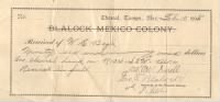 William Edgar Bogle's receipt for land in the Chamal colony.