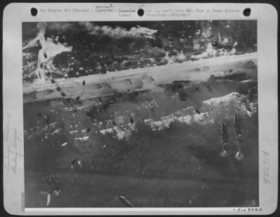 Consolidated > BEACHHEAD LANDINGS. Men and assault vehicles storm the beaches of Normandy as Allied Landing craft make a dent in Germany's West Wall on 6 June 44. As wave after wave of landing craft unload their cargo, men move forward and vehicles surge