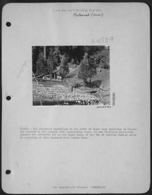General > FRANCE-The elaborate camouflage on the roofs of these Army buildings in France was erected by the Germans with painstaking care. It now furnishes protection against Luftwaffe for an Air Depot Group of the 9th AF Service Command which is operating