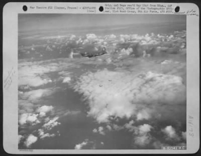 Thumbnail for Boeing > Boeing B-17 Flying Fortresses Of The 91St Bomb Group, 8Th Air Force, Enroute Toward Cognac, France, Fly At 18,000 Altitude - High Above The Heavy Cloud Banks.  31 Dec. 1943.